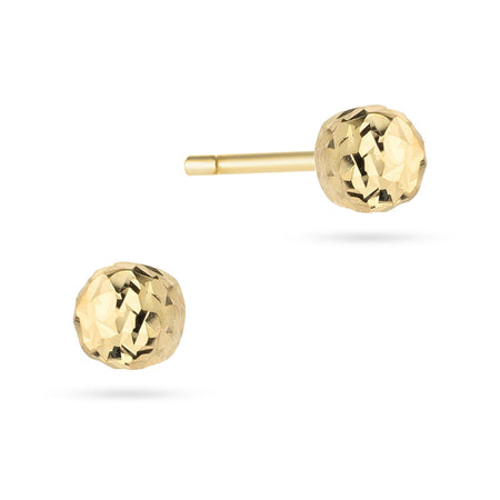 Yellow Gold Lightweight Diamond-Cut Ball Stud Earrings | 585 (14k) Yellow Gold Stud Earrings