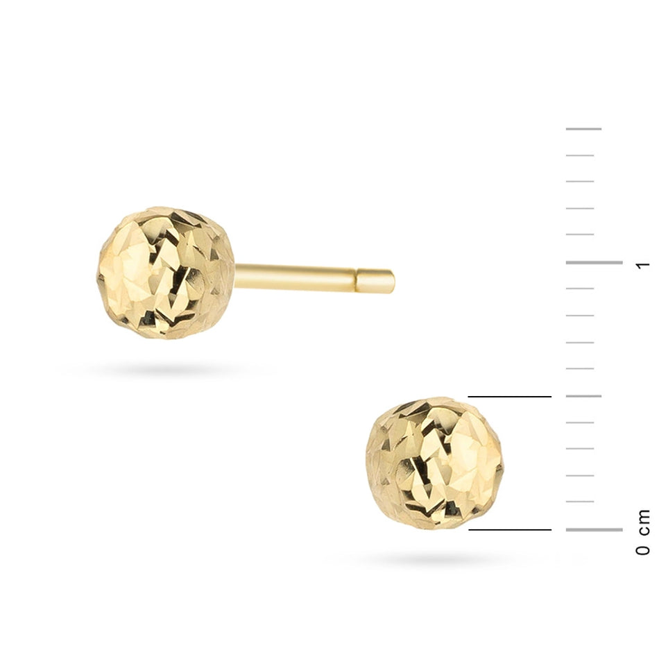 Yellow Gold Lightweight Diamond-Cut Ball Stud Earrings | 585 (14k) Yellow Gold Stud Earrings