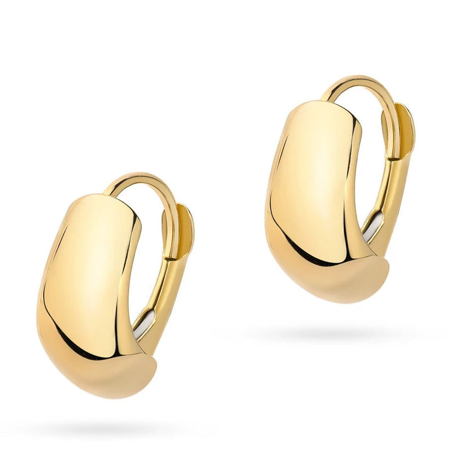 Yellow Gold Bold Hoop Earrings with English Clasp | 585 (14k) Yellow Gold English Clasp Earrings