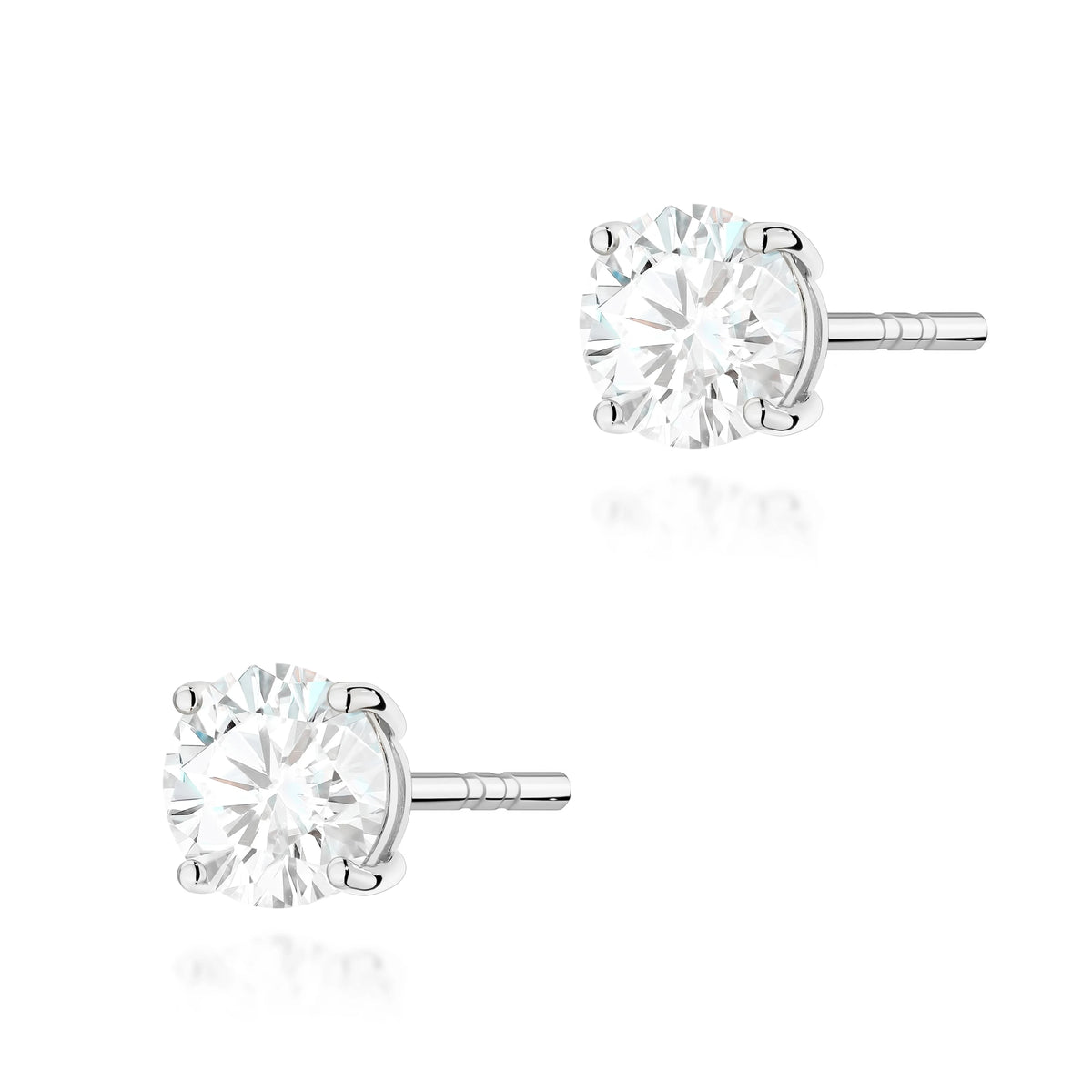 White Gold Stud Earrings with 2 × 0,70ct Round Diamonds | 585 (14k) White Gold Stud Earrings