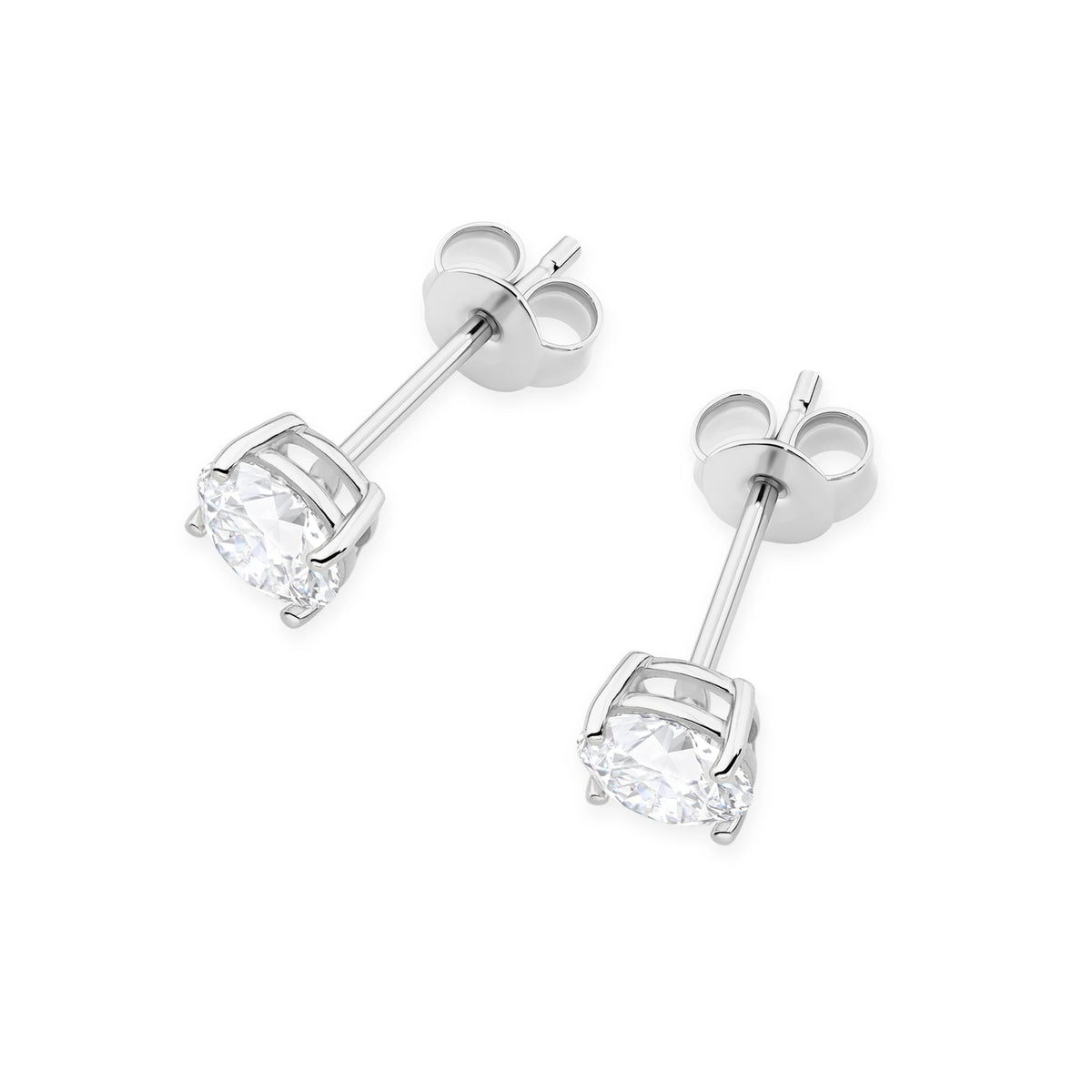 White Gold Stud Earrings with 2 × 0,70ct Round Diamonds | 585 (14k) White Gold Stud Earrings