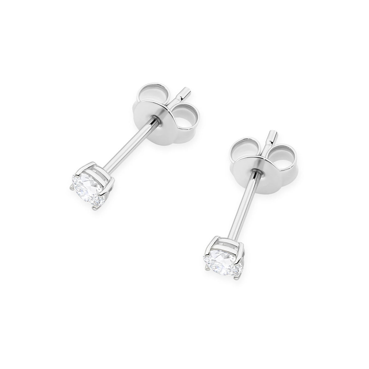 White Gold Stud Earrings with 2 × 0,15ct Round Lab-Grown Diamonds | 585 (14k) White Gold Stud Earrings