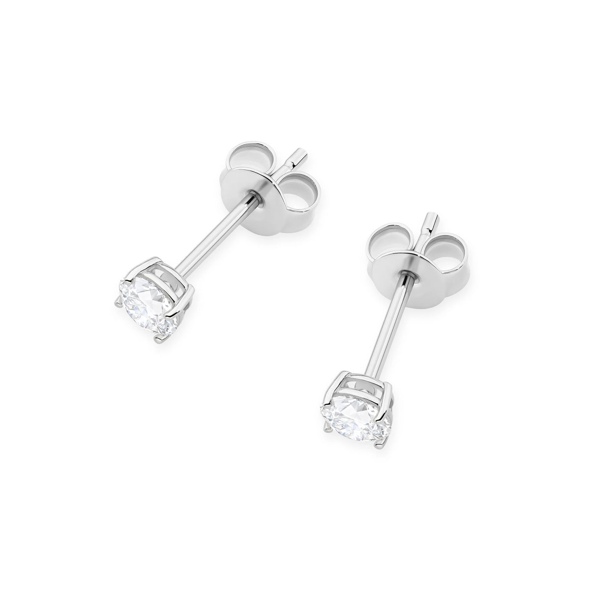 White Gold Stud Earrings with 2 × 0,30ct Round Lab-Grown Diamonds | 585 (14k) White Gold Stud Earrings
