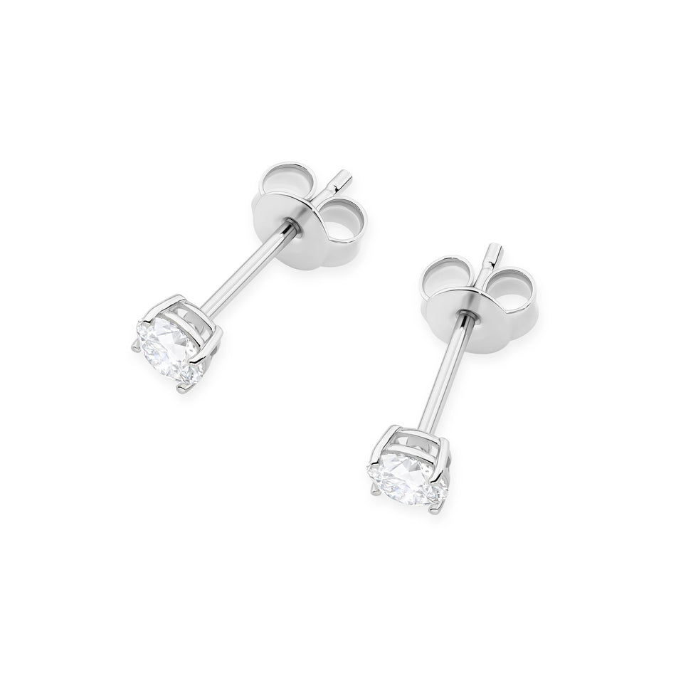 White Gold Stud Earrings with 2 × 0,30ct Round Lab-Grown Diamonds | 585 (14k) White Gold Stud Earrings