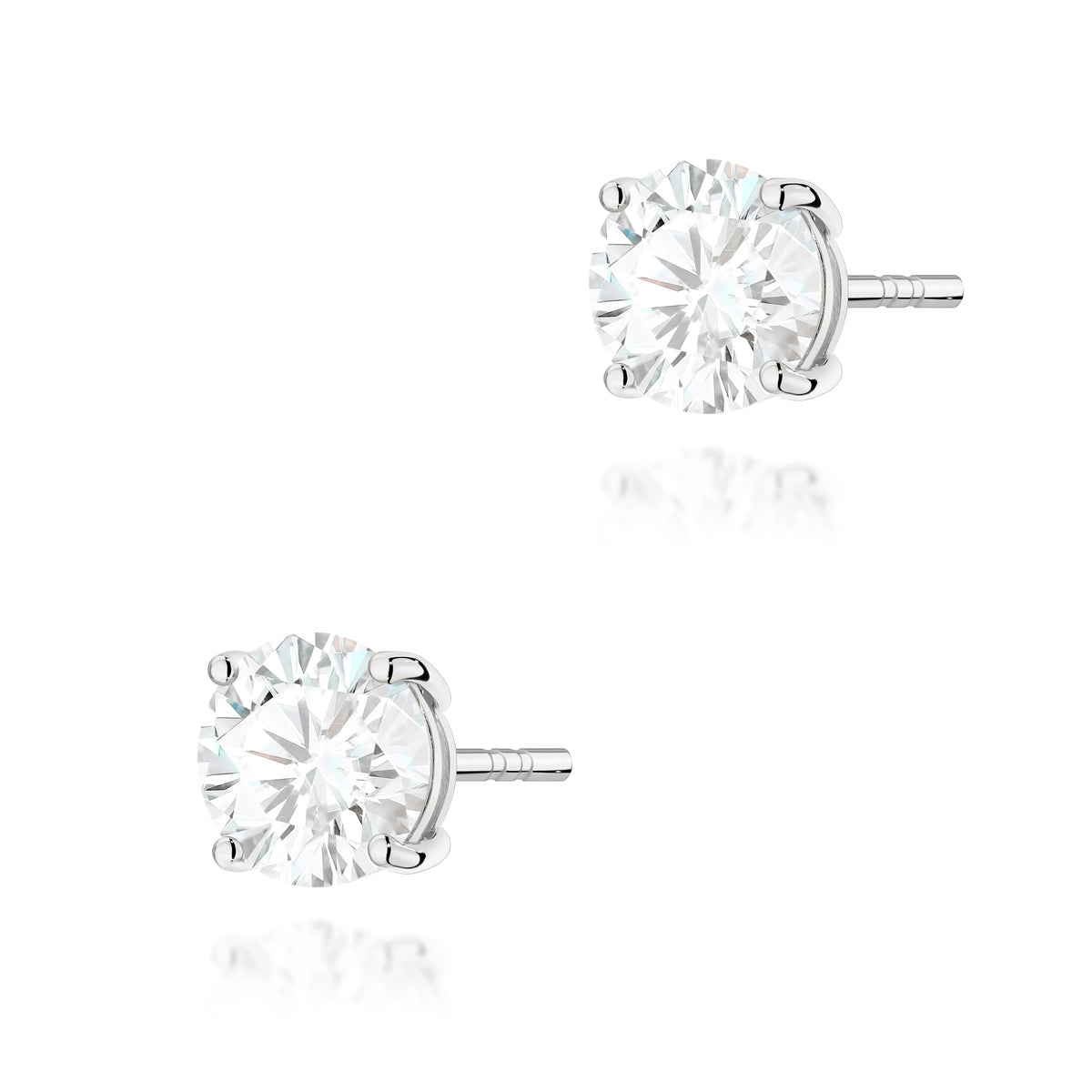 White Gold Stud Earrings with 2 × 1,50ct Round Lab-Grown Diamonds | 585 (14k) White Gold Stud Earrings