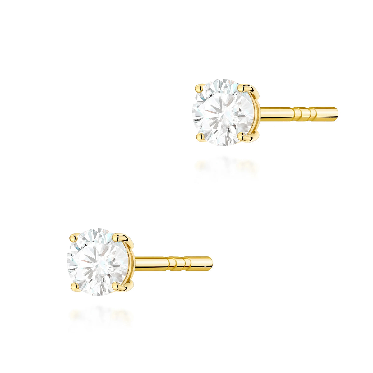 Yellow Gold Stud Earrings with 2 × 0,15ct Round Lab-Grown Diamonds | 585 (14k) Yellow Gold Stud Earrings