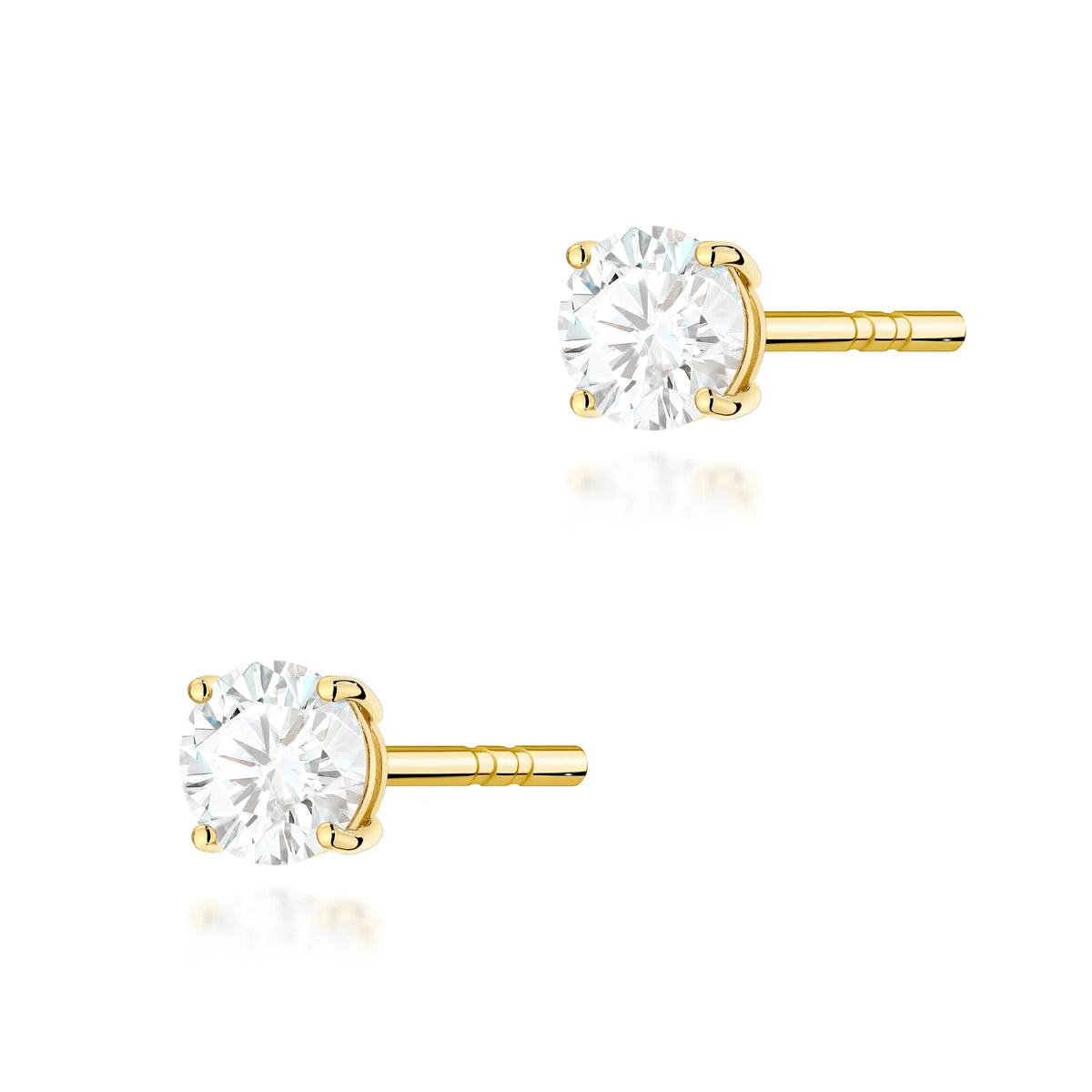 Yellow Gold Stud Earrings with 2 × 0,30ct Round Lab-Grown Diamonds | 585 (14k) Yellow Gold Stud Earrings