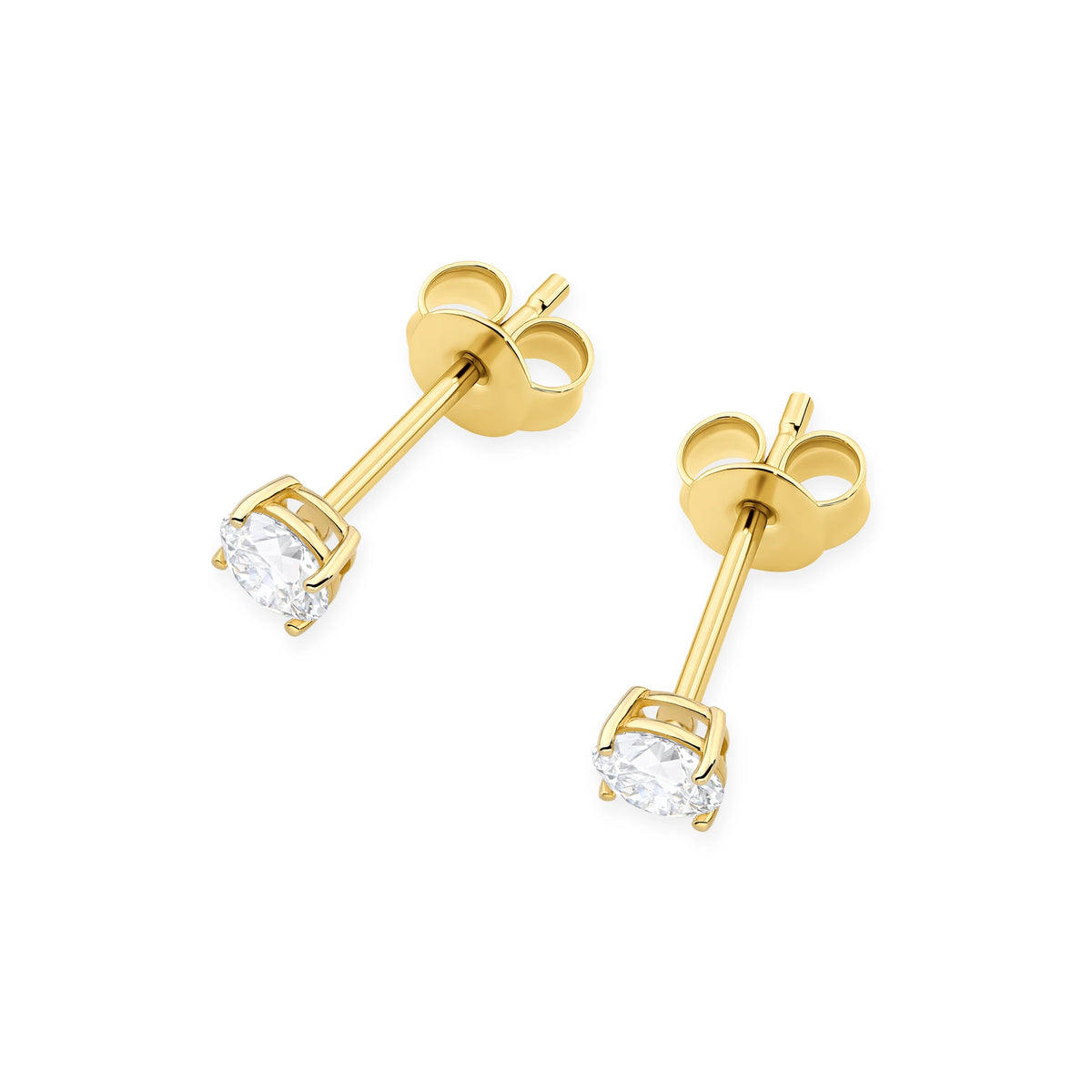 Yellow Gold Stud Earrings with 2 × 0,30ct Round Lab-Grown Diamonds | 585 (14k) Yellow Gold Stud Earrings