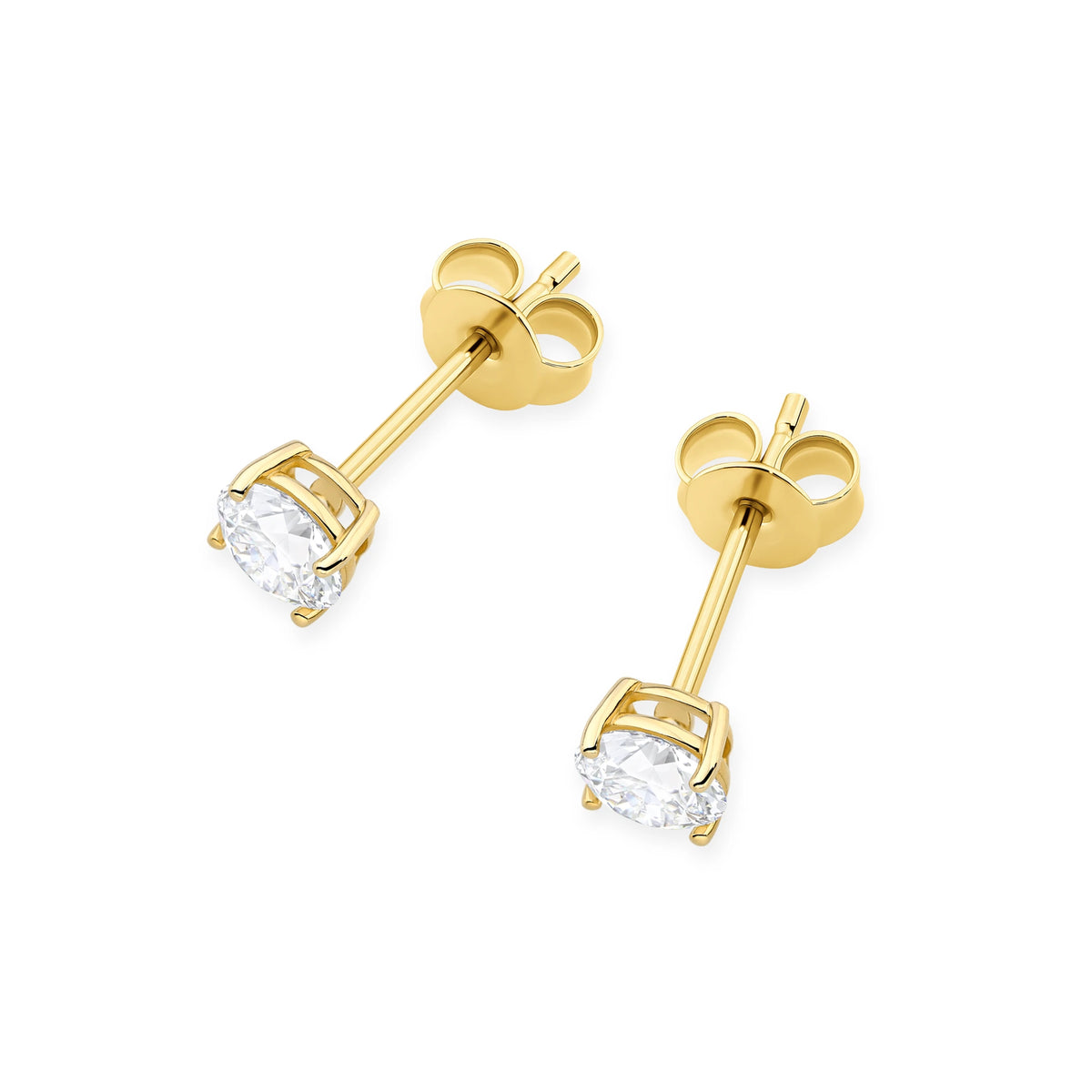 Yellow Gold Stud Earrings with 2 × 0,50ct Round Lab-Grown Diamonds | 585 (14k) Yellow Gold Stud Earrings