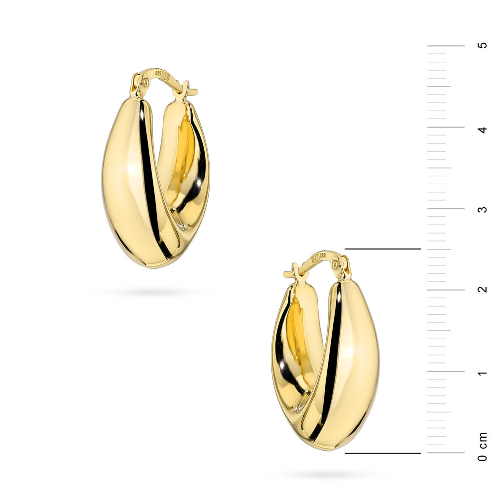 Yellow Gold Bold Teardrop Earrings with English Clasp | 585 (14k) Yellow Gold English Clasp Earrings