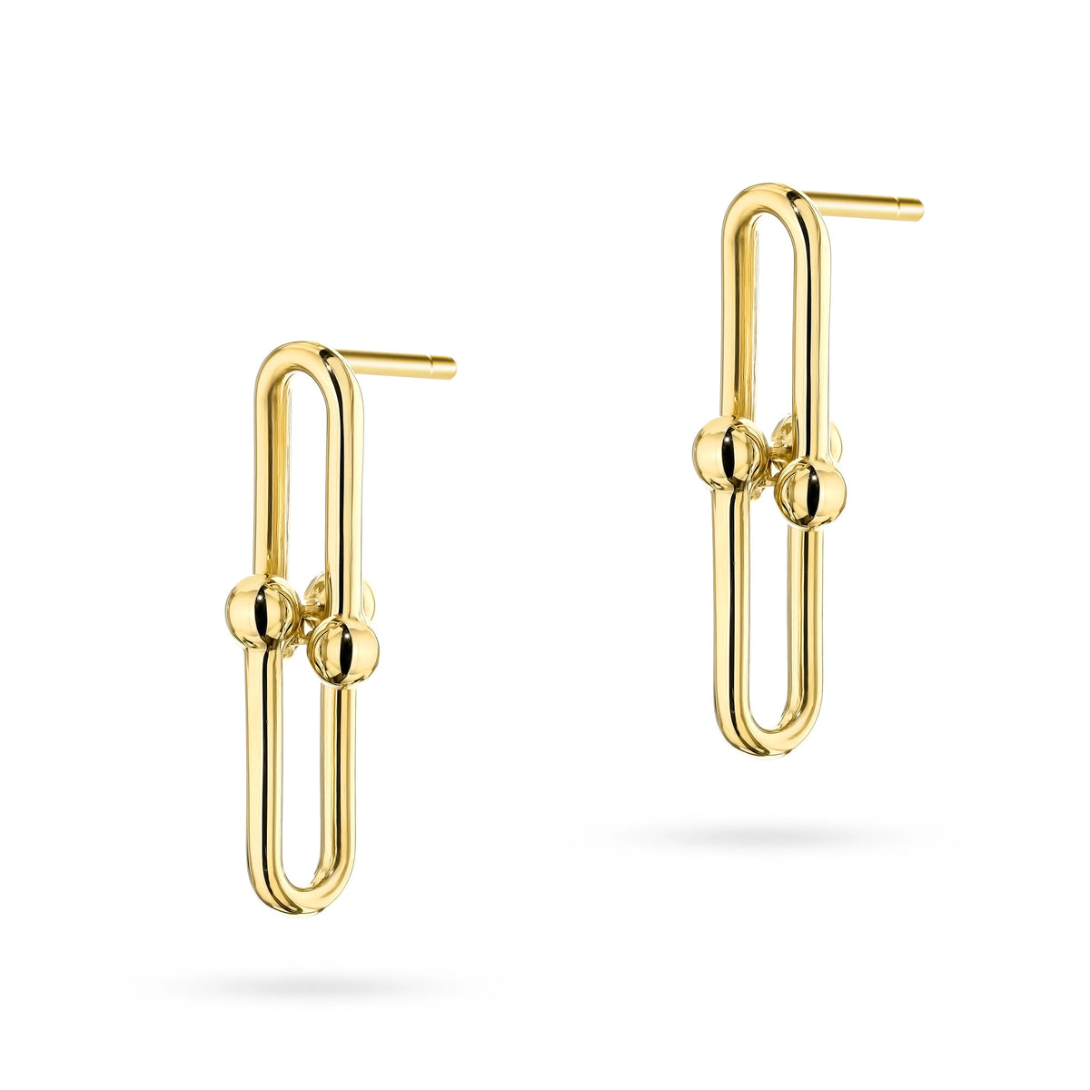 Yellow Gold Link and Bead Drop Stud Earrings | 585 (14k) Yellow Gold Stud Earrings
