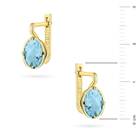 Yellow Gold Oval Topaz Earrings with English Clasp | 585 (14k) Yellow Gold English Clasp Earrings