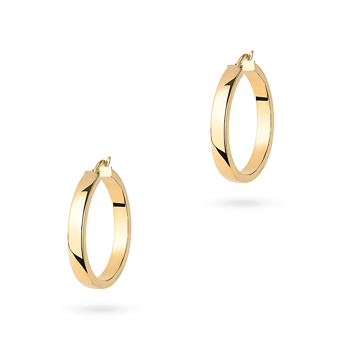 Yellow Gold Slim Hoop Earrings with English Clasp | 585 (14k) Yellow Gold English Clasp Earrings