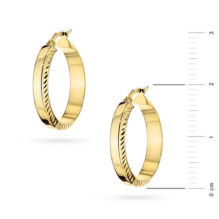 Yellow Gold Diamond-Cut Hoop Earrings | 585 (14k) Yellow Gold English Clasp Earrings