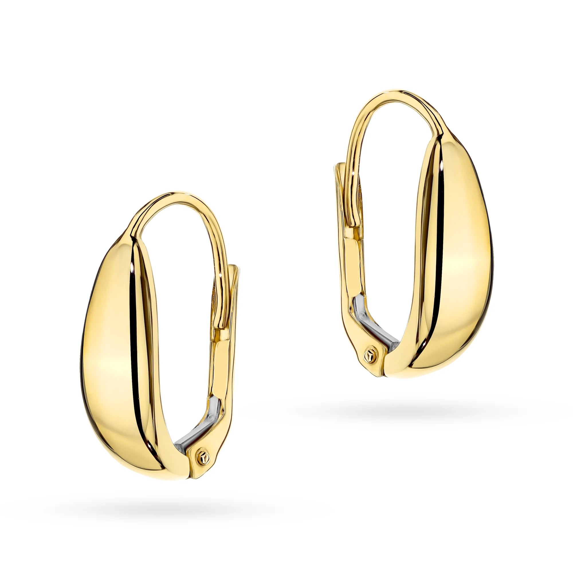 Yellow Gold Smooth Teardrop Earrings with English Clasp | 585 (14k) Yellow Gold English Clasp Earrings