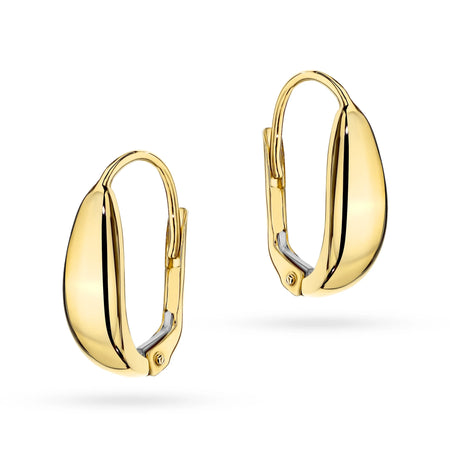 Yellow Gold Smooth Teardrop Earrings with English Clasp | 585 (14k) Yellow Gold English Clasp Earrings