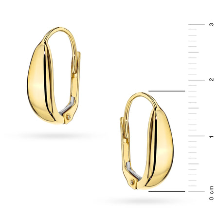 Yellow Gold Smooth Teardrop Earrings with English Clasp | 585 (14k) Yellow Gold English Clasp Earrings