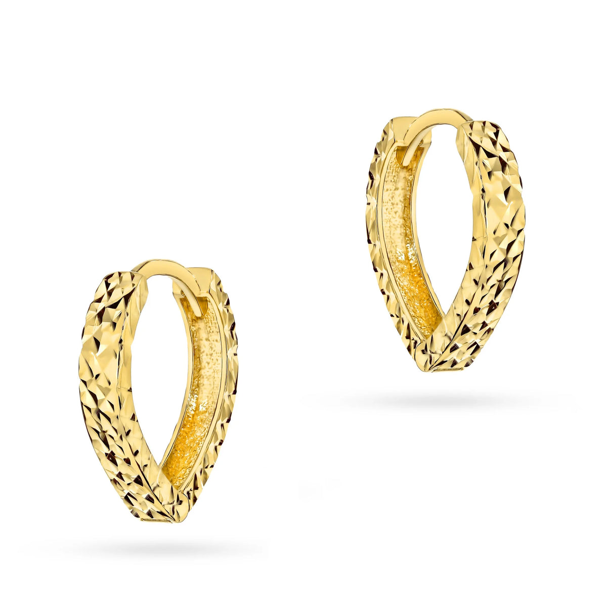 Yellow Gold Diamond-Cut Teardrop Earrings | 585 (14k) Yellow Gold English Clasp Earrings