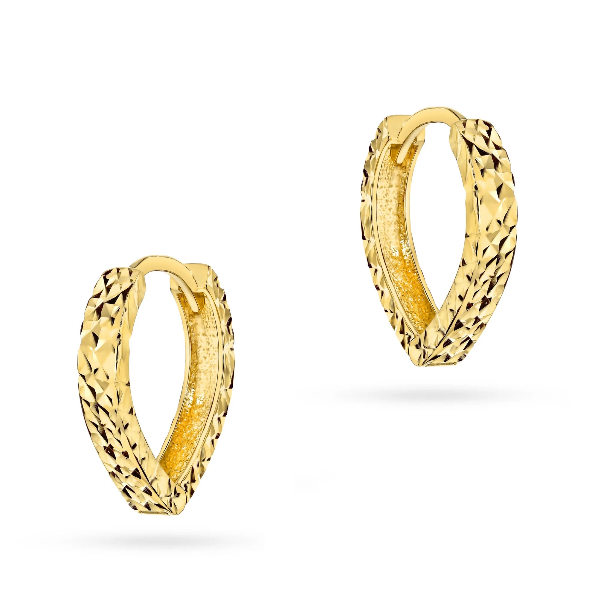 Yellow Gold Diamond-Cut Teardrop Earrings | 585 (14k) Yellow Gold English Clasp Earrings