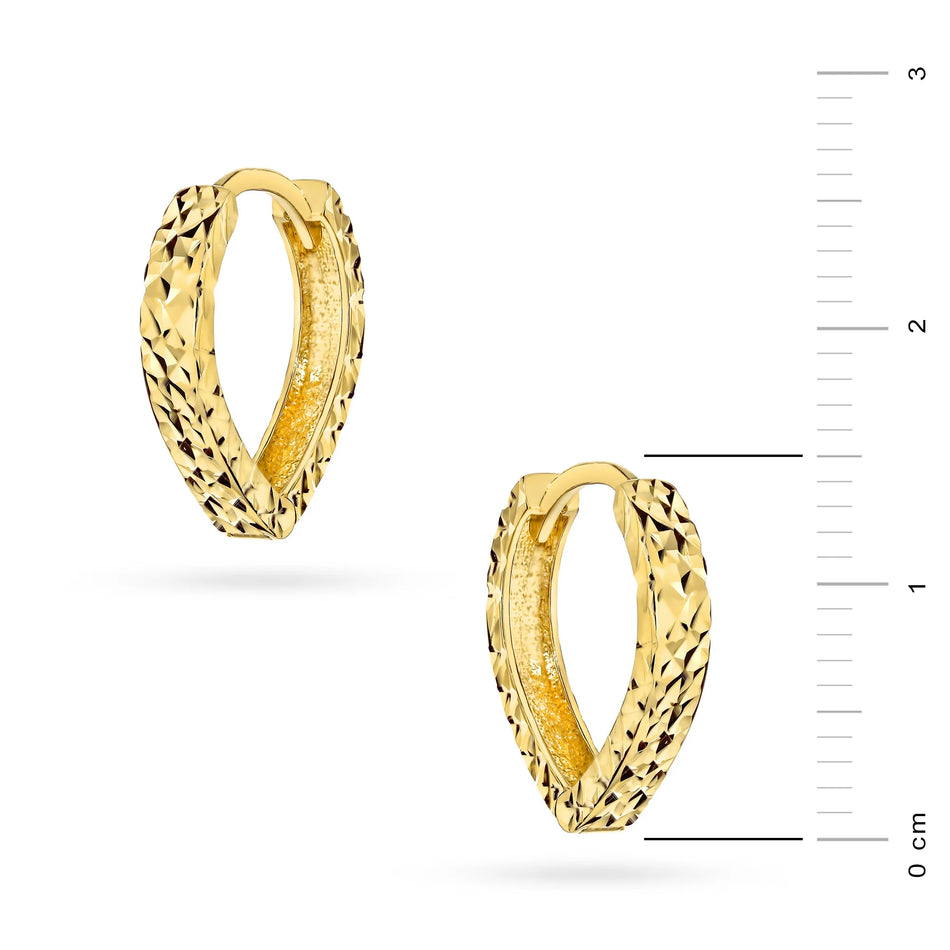 Yellow Gold Diamond-Cut Teardrop Earrings | 585 (14k) Yellow Gold English Clasp Earrings