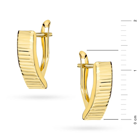 Yellow Gold Diamond-Cut Rectangular Earrings | 585 (14k) Yellow Gold English Clasp Earrings