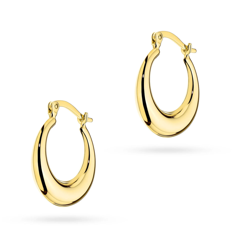 Yellow Gold Classic Hoop Earrings with English Clasp | 585 (14k) Yellow Gold English Clasp Earrings