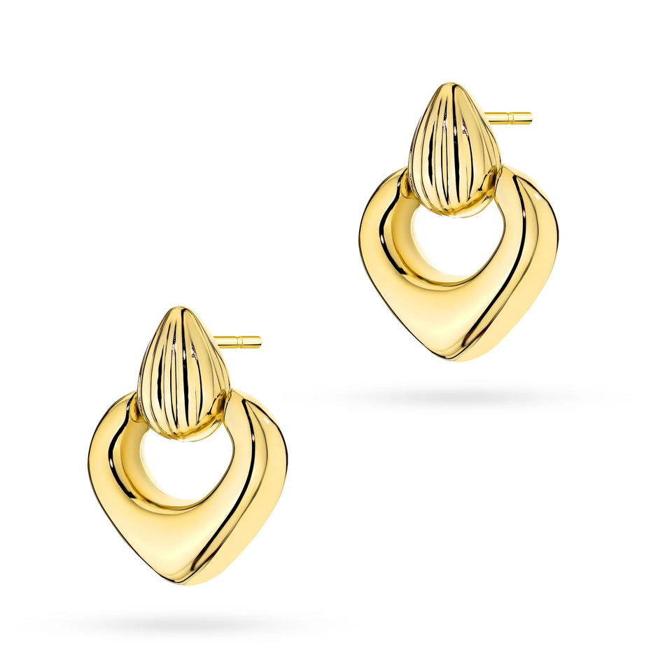 Yellow Gold Triangle and Teardrop Stud Earrings | 585 (14k) Yellow Gold Stud Earrings