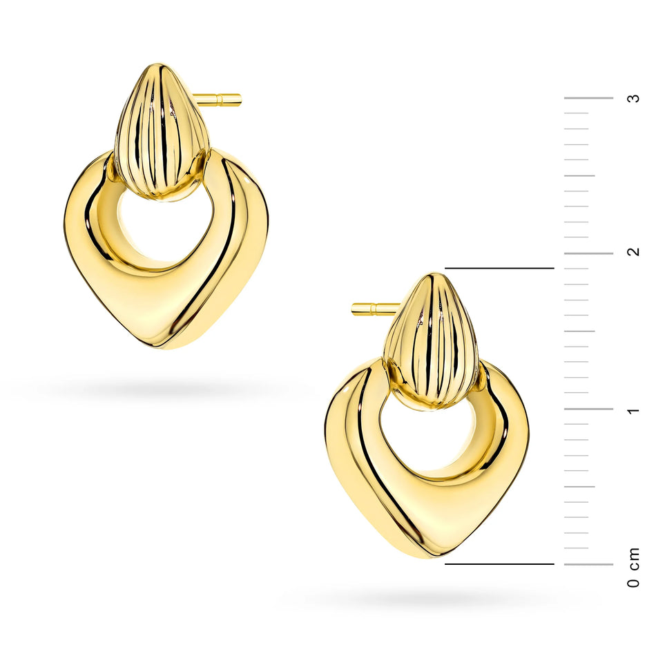 Yellow Gold Triangle and Teardrop Stud Earrings | 585 (14k) Yellow Gold Stud Earrings