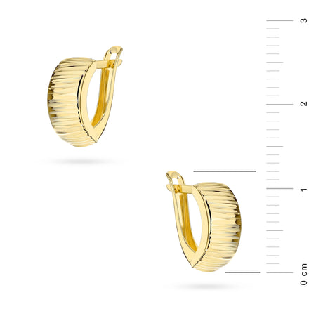 Yellow Gold Grooved Hoop Earrings | 585 (14k) Yellow Gold English Clasp Earrings