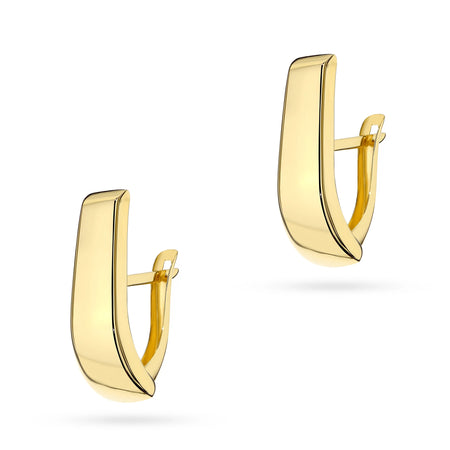 Yellow Gold Smooth Elongated Earrings | 375 (9k) Yellow Gold English Clasp Earrings