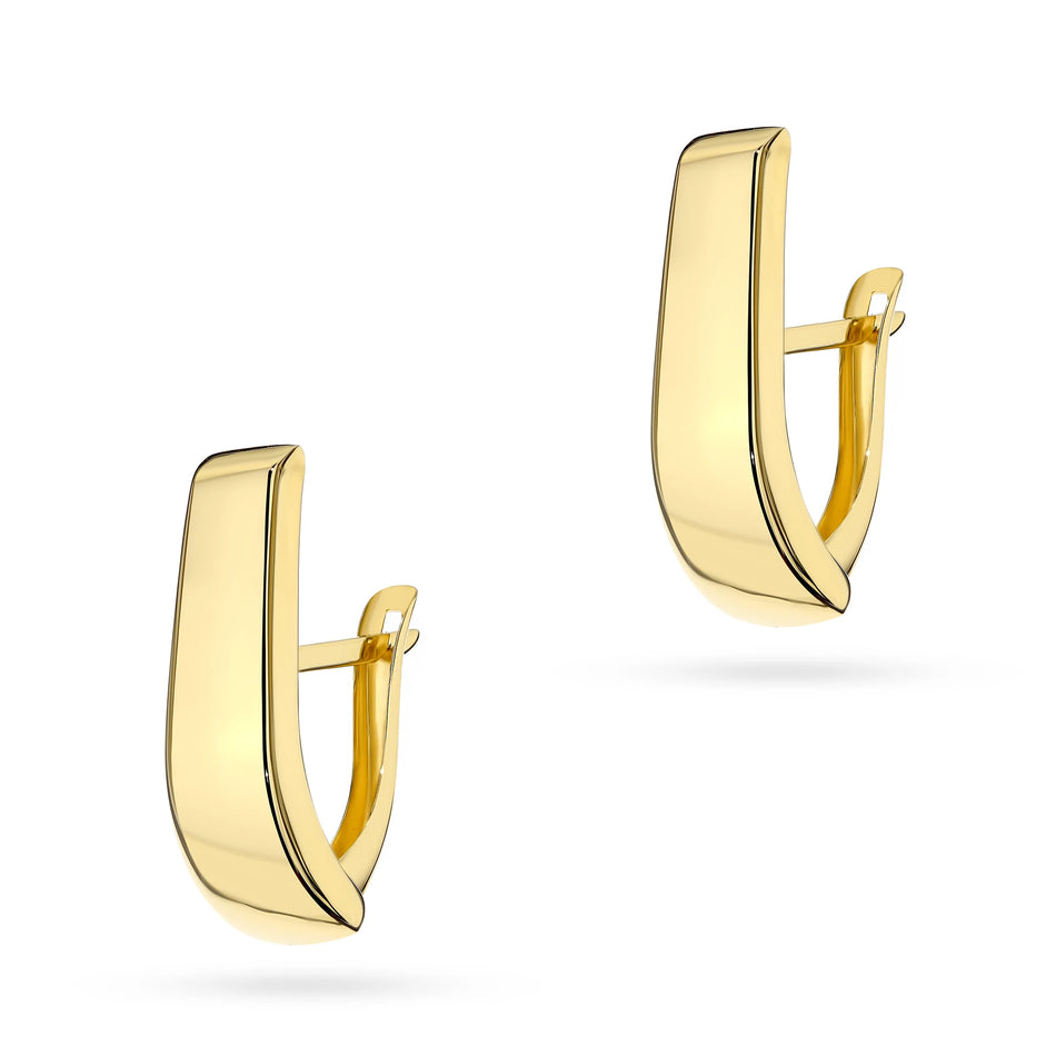 Yellow Gold Smooth Elongated Earrings | 375 (9k) Yellow Gold English Clasp Earrings