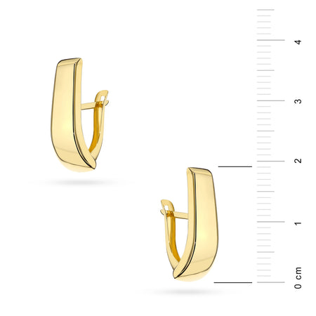 Yellow Gold Smooth Elongated Earrings | 375 (9k) Yellow Gold English Clasp Earrings