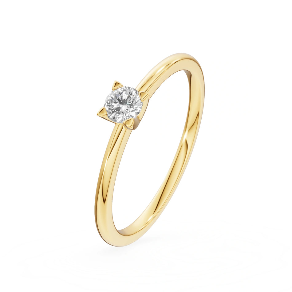 Gremari Seven Grace zásnubný prsteň zo žltého zlata s 0,15 ct lab-grown diamantom – Round/Brilliant