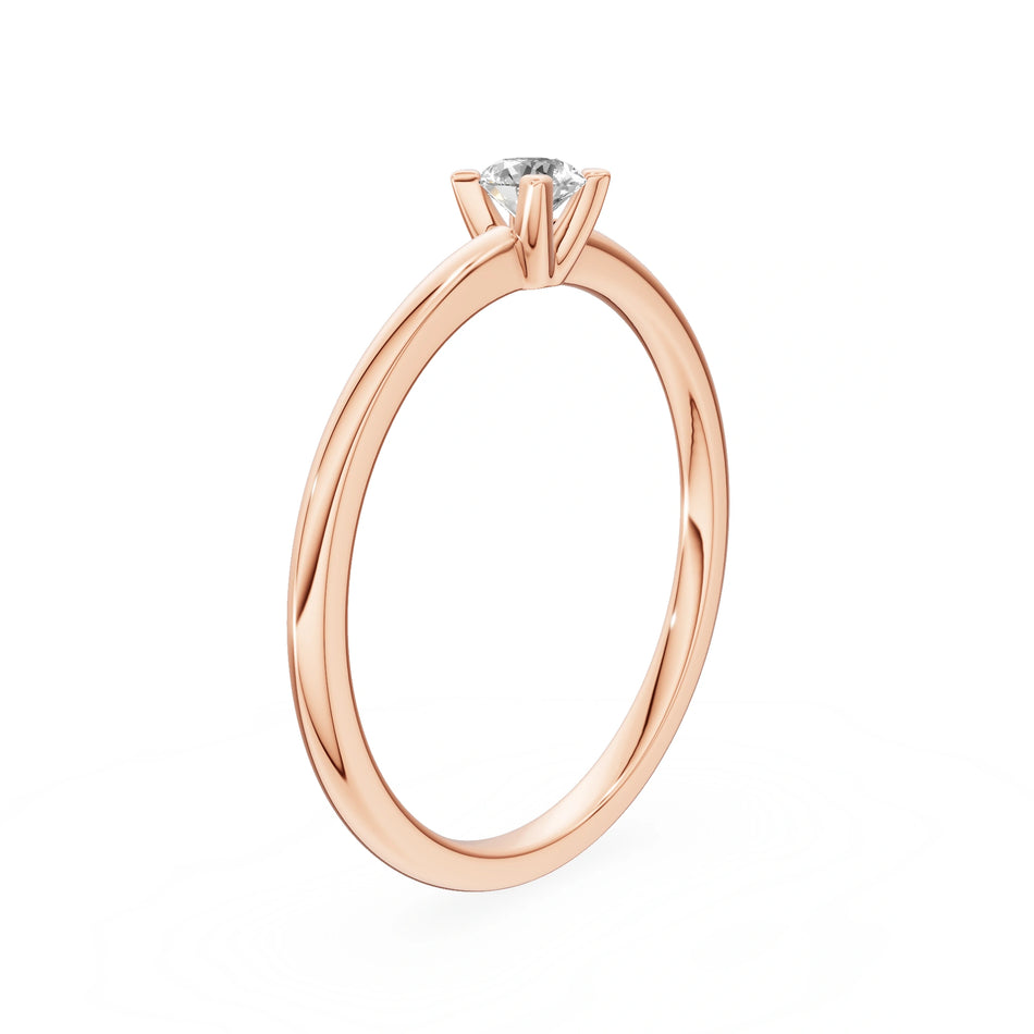 Gremari Seven Grace zásnubný prsteň z ružového zlata s 0,15 ct prírodným diamantom – Round/Brilliant