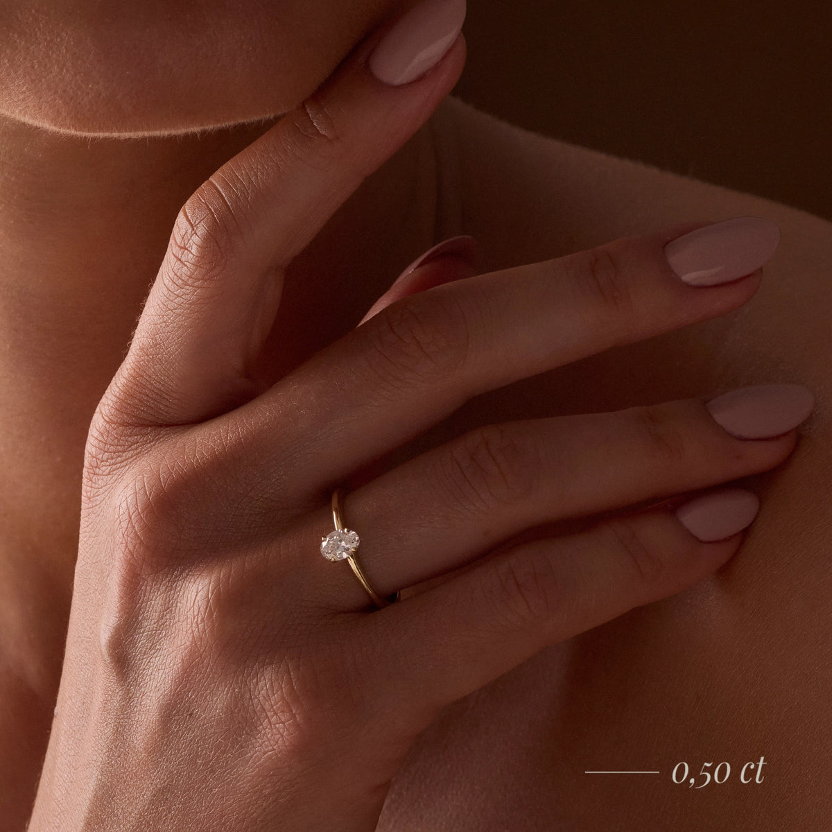 Gremari Seven Grace zásnubný prsteň z ružového zlata s 1,00 ct prírodným diamantom – Oval