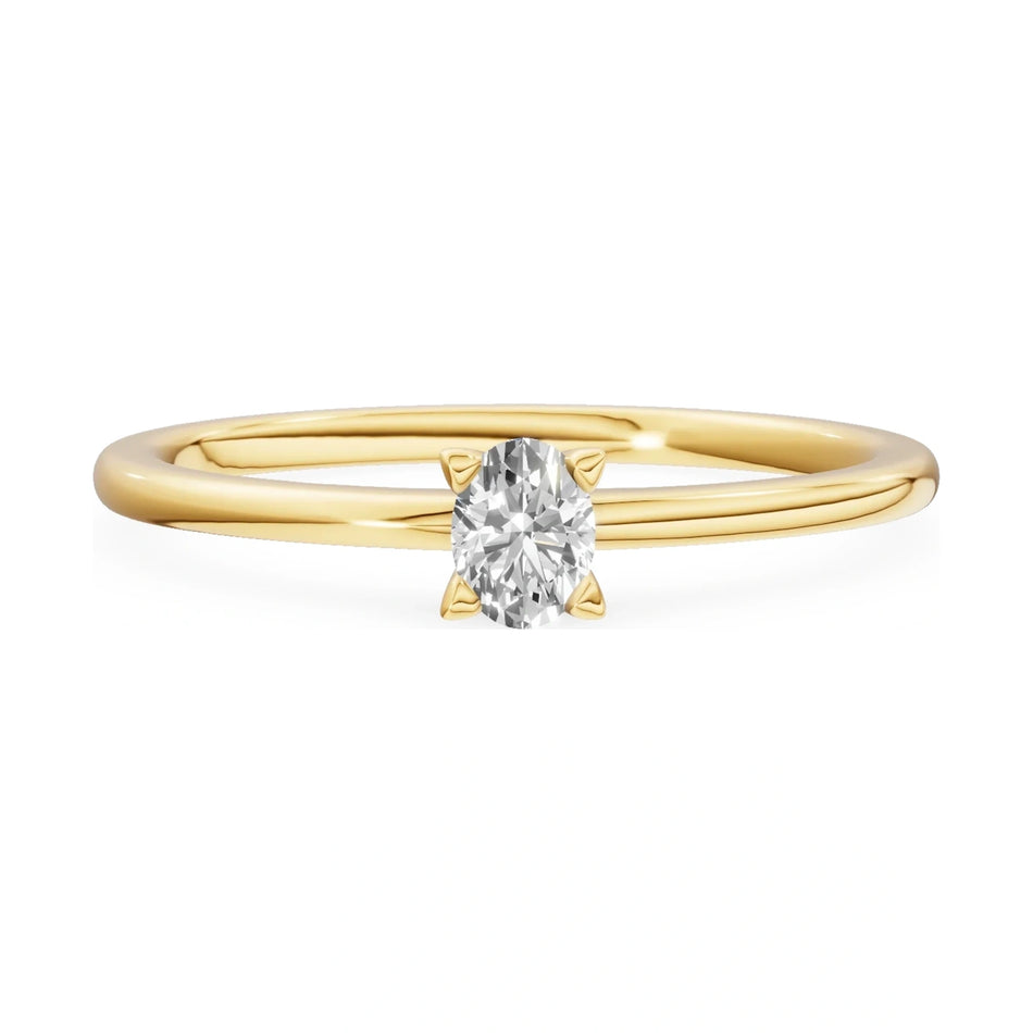 GREMARI Seven Grace 14K yellow gold engagement ring with 0.15 ct oval-cut lab-grown diamond