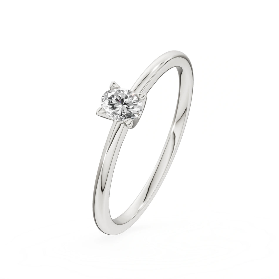 Gremari Seven Grace zásnubný prsteň z bieleho zlata s 0,15 ct lab-grown diamantom – Oval