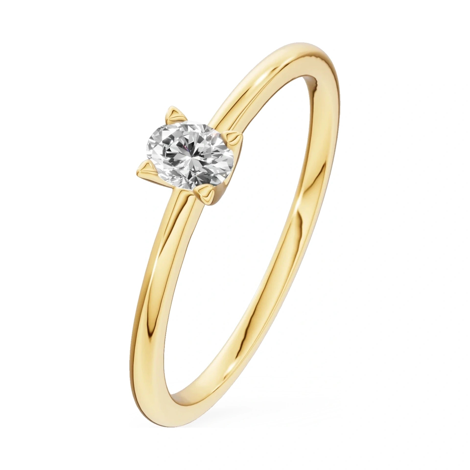 0.15 ct oval-cut lab-grown diamond GREMARI Seven Grace engagement ring in 14K yellow gold