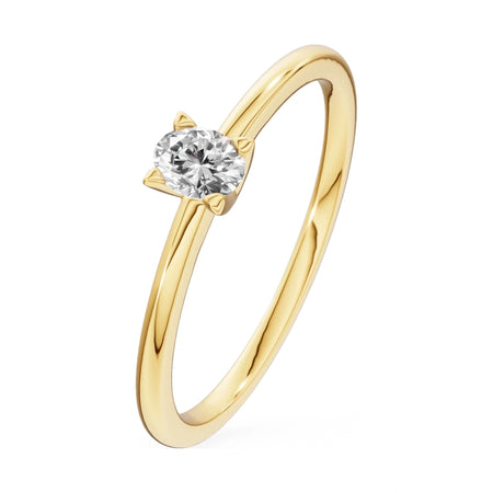 0.15 ct oval-cut lab-grown diamond GREMARI Seven Grace engagement ring in 14K yellow gold