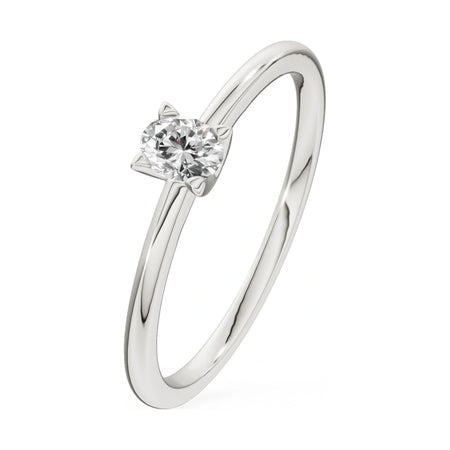 0.15 ct oval-cut lab-grown diamond GREMARI Seven Grace engagement ring in 14K white gold