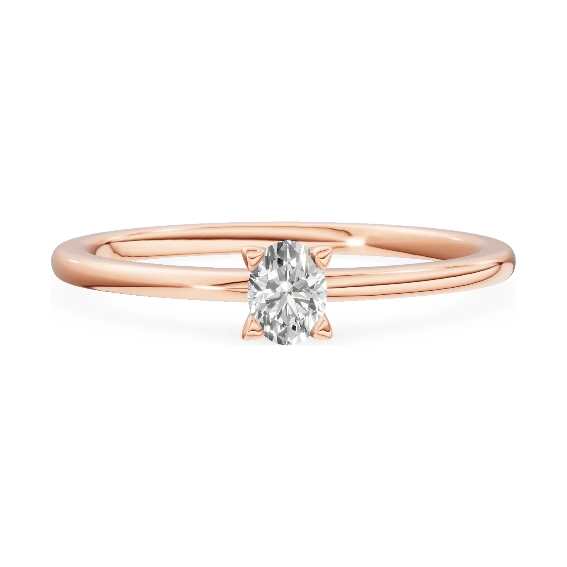 GREMARI Seven Grace 14K rose gold engagement ring with 0.15 ct oval-cut lab-grown diamond