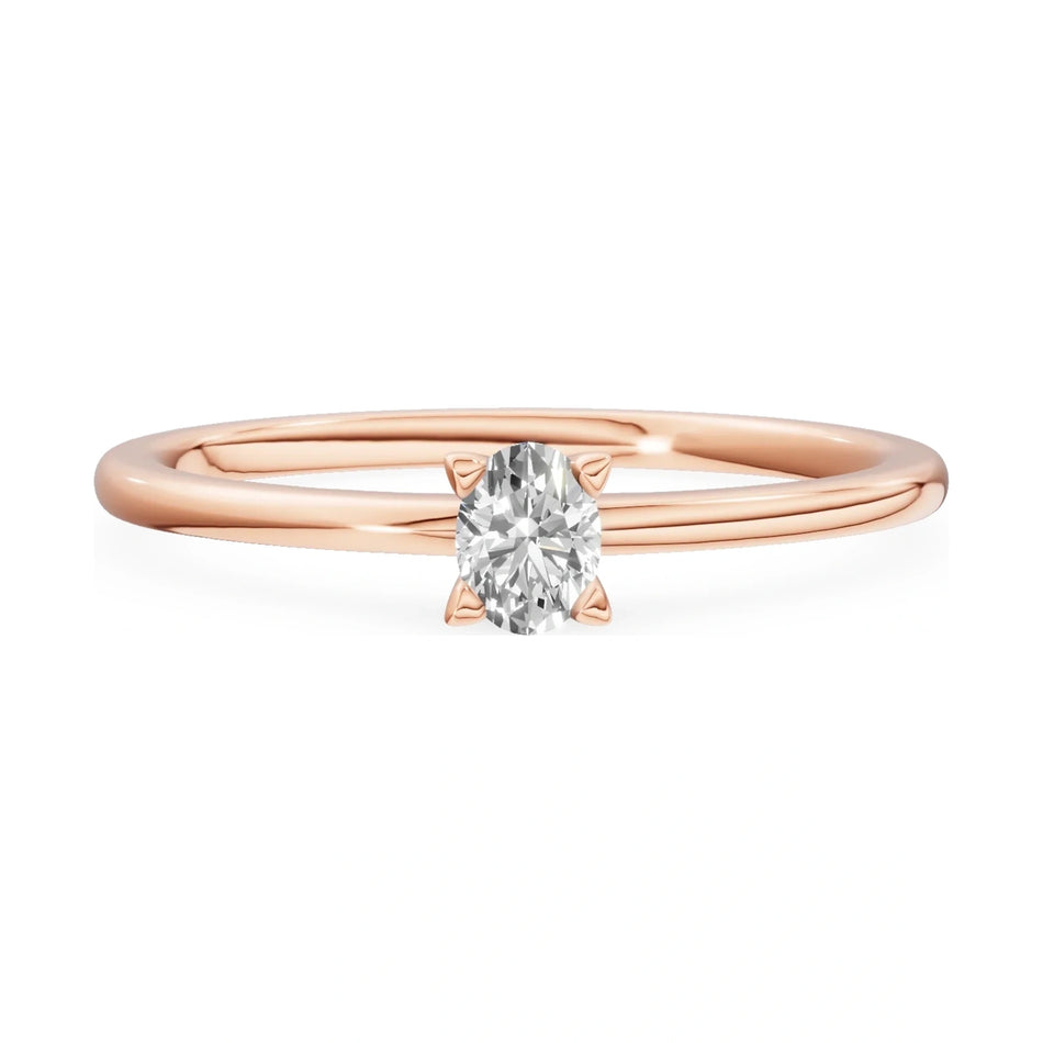 GREMARI Seven Grace 14K rose gold engagement ring with 0.15 ct oval-cut lab-grown diamond