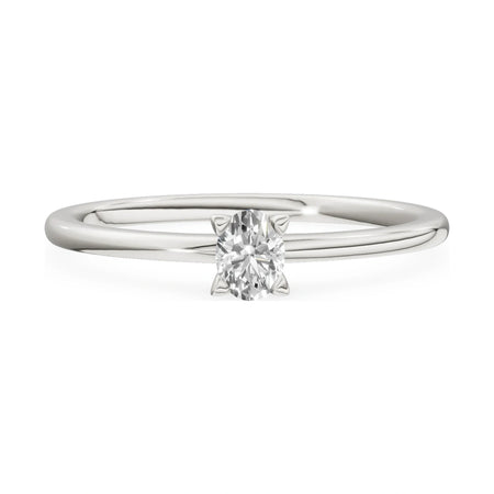 GREMARI Seven Grace 14K white gold engagement ring with 0.15 ct oval-cut lab-grown diamond