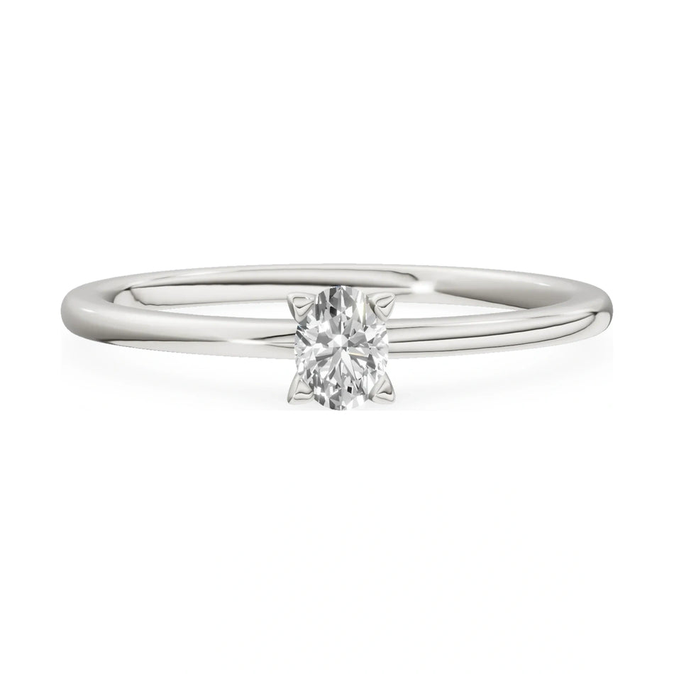 GREMARI Seven Grace 14K white gold engagement ring with 0.15 ct oval-cut lab-grown diamond
