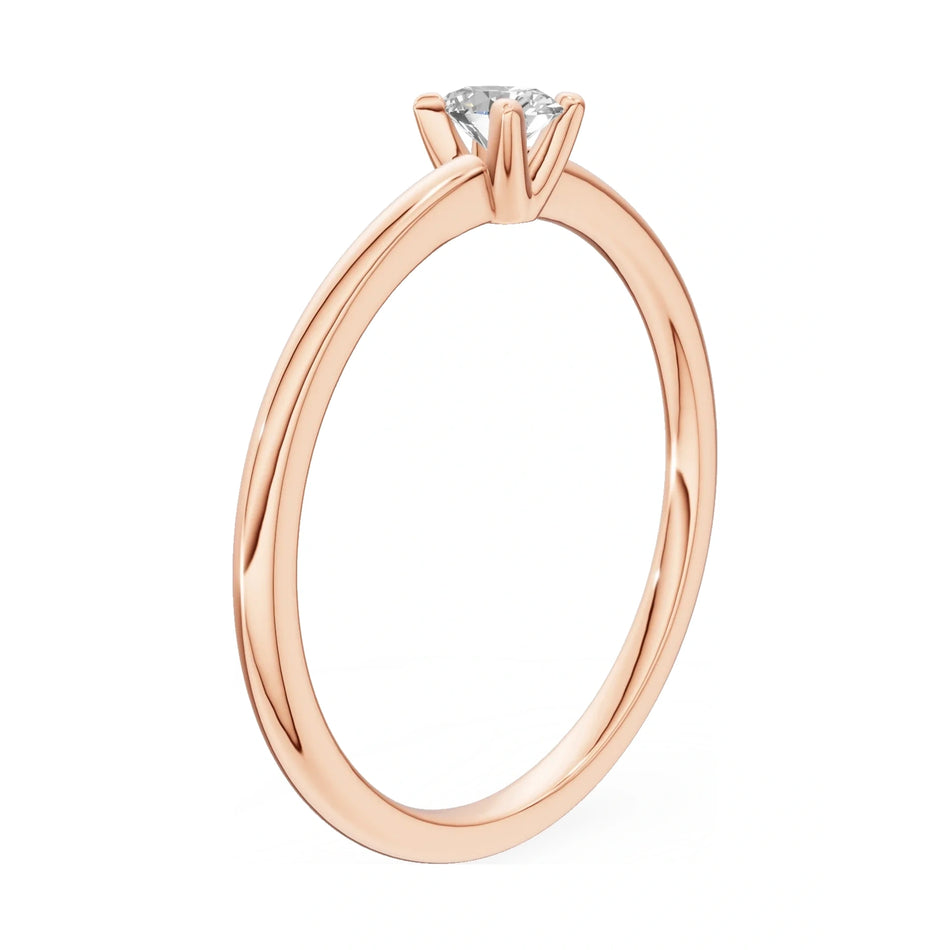 14K rose gold GREMARI Seven Grace ring with 0.15 ct oval-cut lab-grown diamond