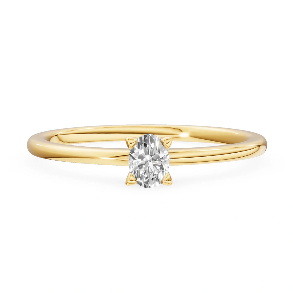Gremari Seven Grace zásnubný prsteň zo žltého zlata s 0,15 ct lab-grown diamantom – Oval