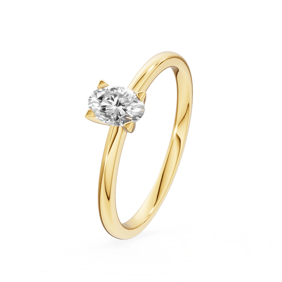 Gremari Seven Grace zásnubný prsteň zo žltého zlata s 0,50 ct lab-grown diamantom – Oval