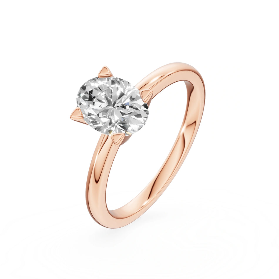 Gremari Seven Grace zásnubný prsteň z ružového zlata s 1,00 ct lab-grown diamantom – Oval