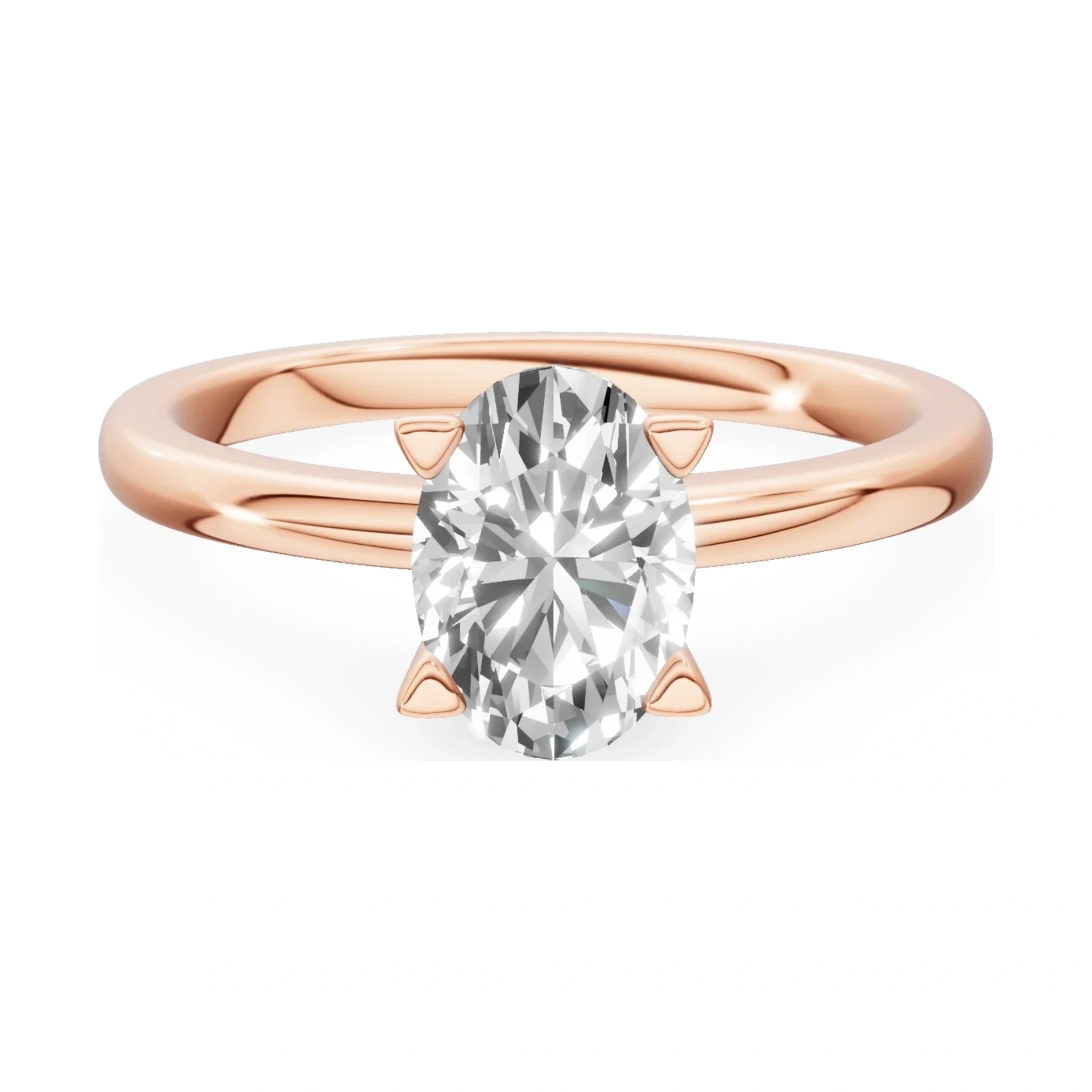 GREMARI Seven Grace 14K rose gold engagement ring with 1.00 ct oval-cut lab-grown diamond