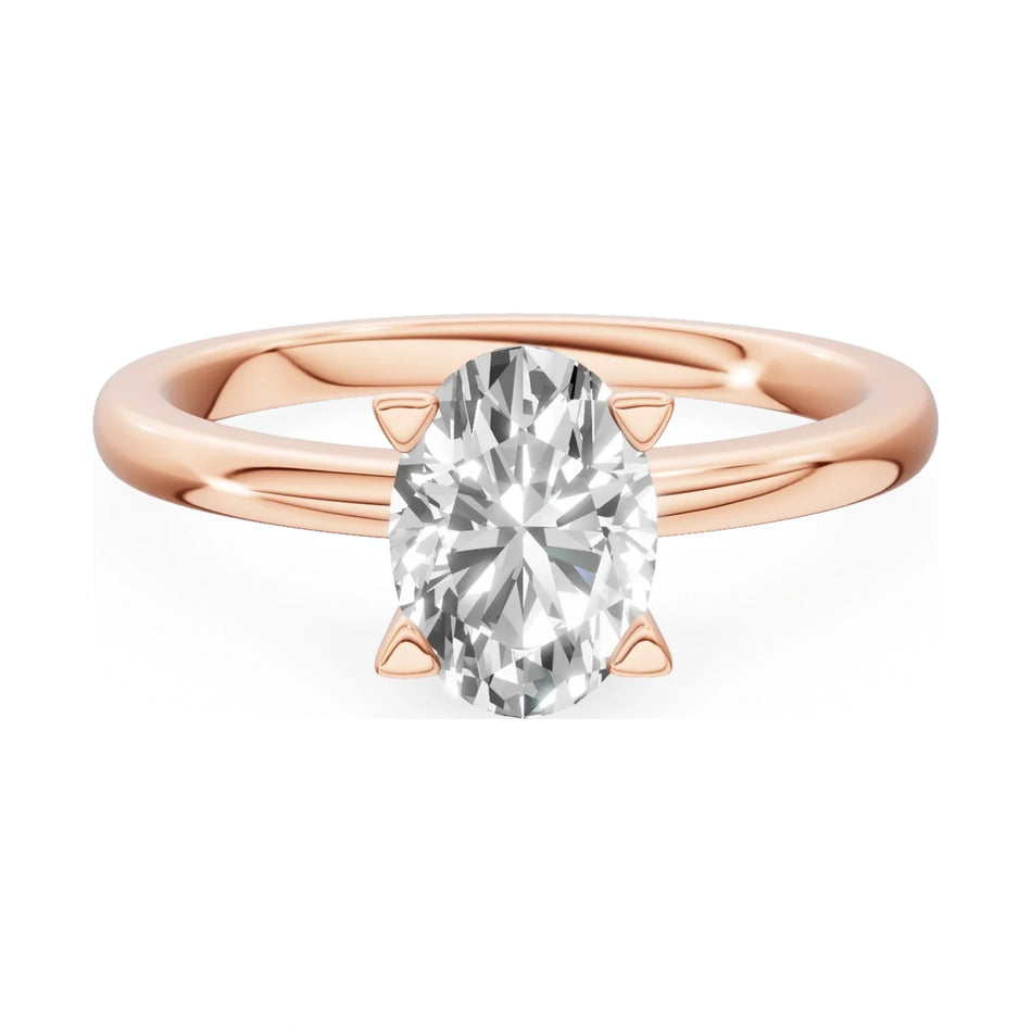 GREMARI Seven Grace 14K rose gold engagement ring with 1.00 ct oval-cut lab-grown diamond